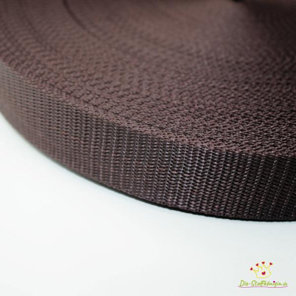 Gurtband Uni in Mocca, 30 mm breit, Meterware im Ausschnitt